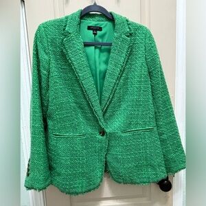 Ann Taylor Women's Green Textured Tweed 10P Blazer
